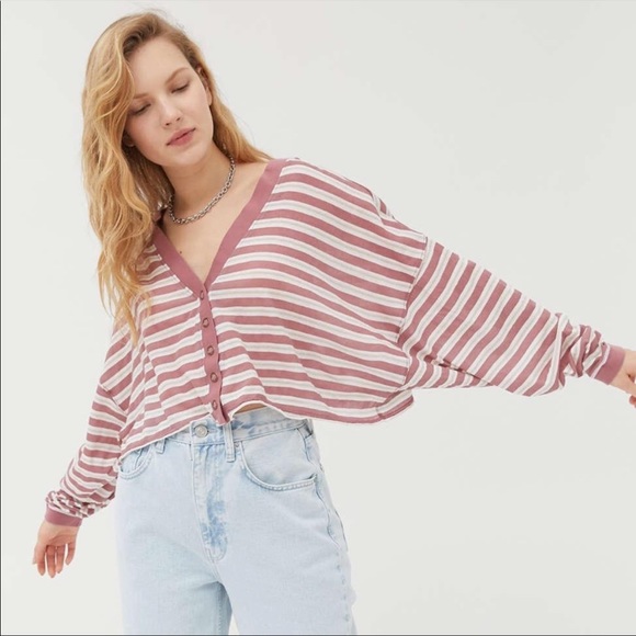 Urban Outfitters Sweaters - Urban Outfitters Out From Under Corey Cropped Dolman Striped Cardigan